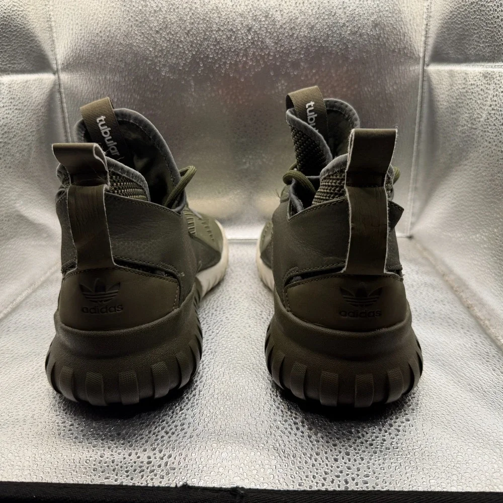 Size 8 Adidas Tubular X Dark Green Mid Top Lace Up Mens Sneaker‎ Shoes AF6369
